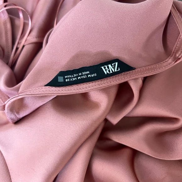 Zara Dusty Pink Elegant Satin Slip Dress with Button high Slit - Picture 10 of 10